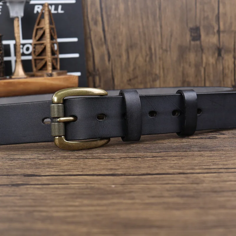 Thickened American Retro Handmade Men's Leather Belt with Pure Cowhide Copper Buckle Jeans Leather Waist