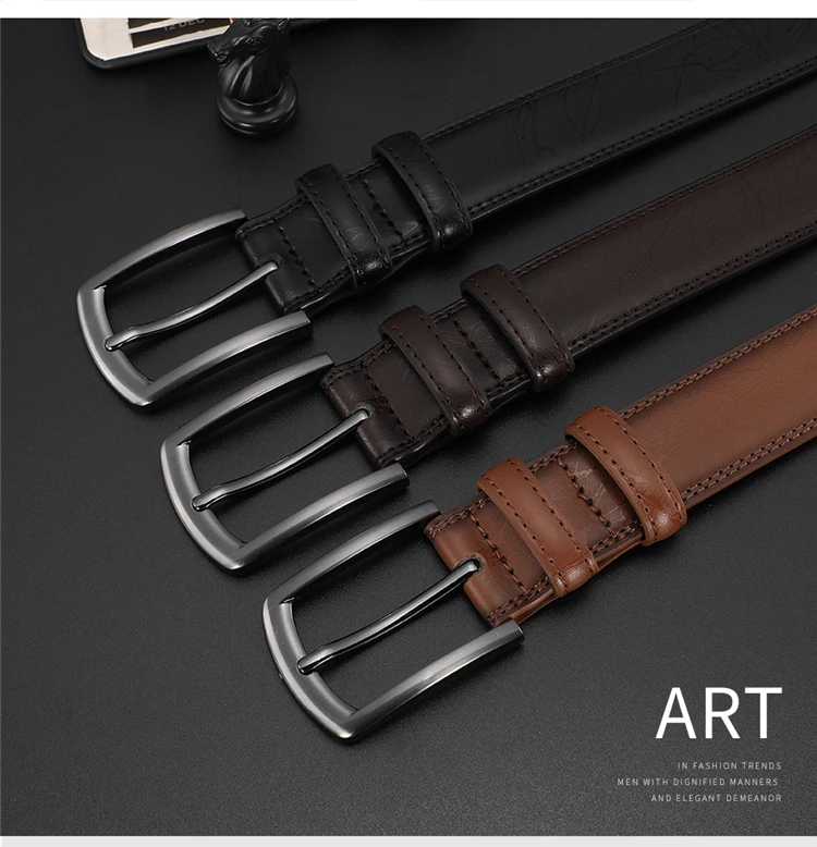 Designers Men Belts Genuine Leather Dress Casual Pin Buckle Business Belt for Man 2019 New Male Belt Luxury Strap HQ091
