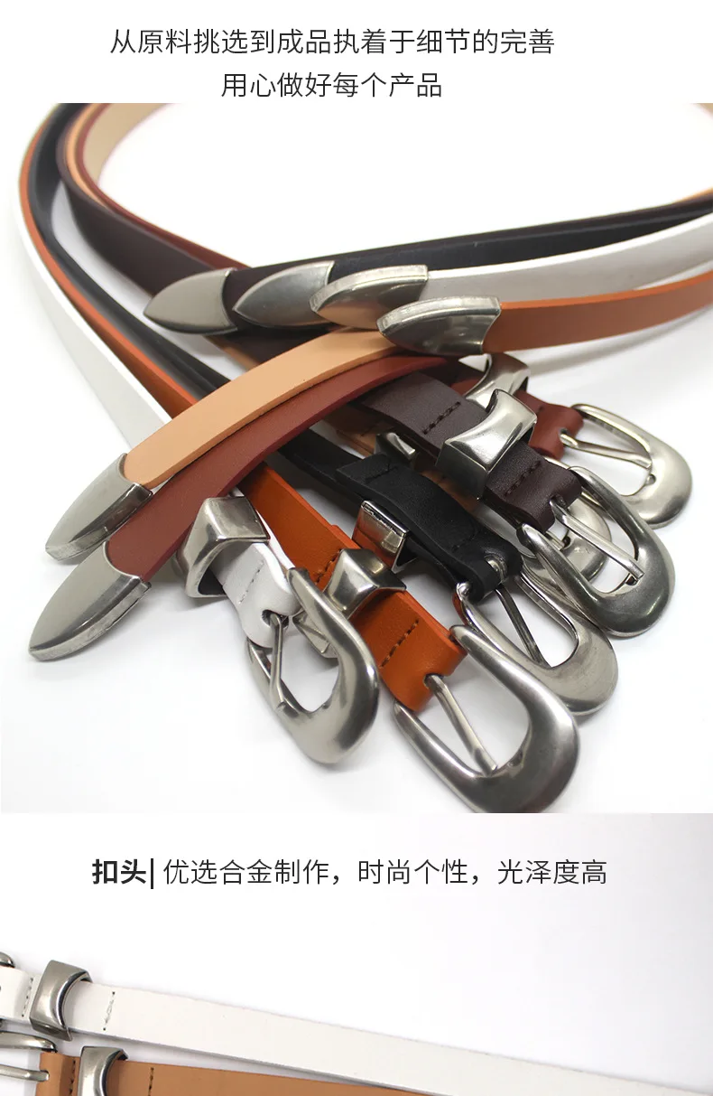 Maikun Vintage Fashion Women's Belt Simple Silver Alloy Pin Buckle Women's Belt