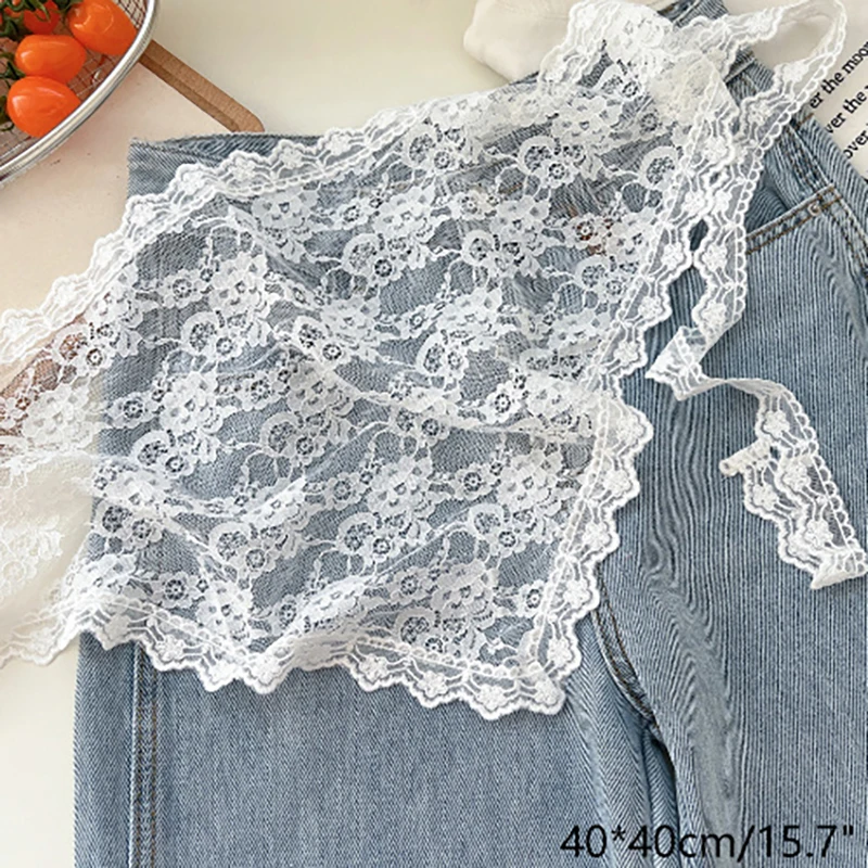 Triangle Short Skirt Half Skirt Butt Curtain Skirt Lace Trim Small Apron Soft Lace Stacked Ins Style Korean Spring Headscarf