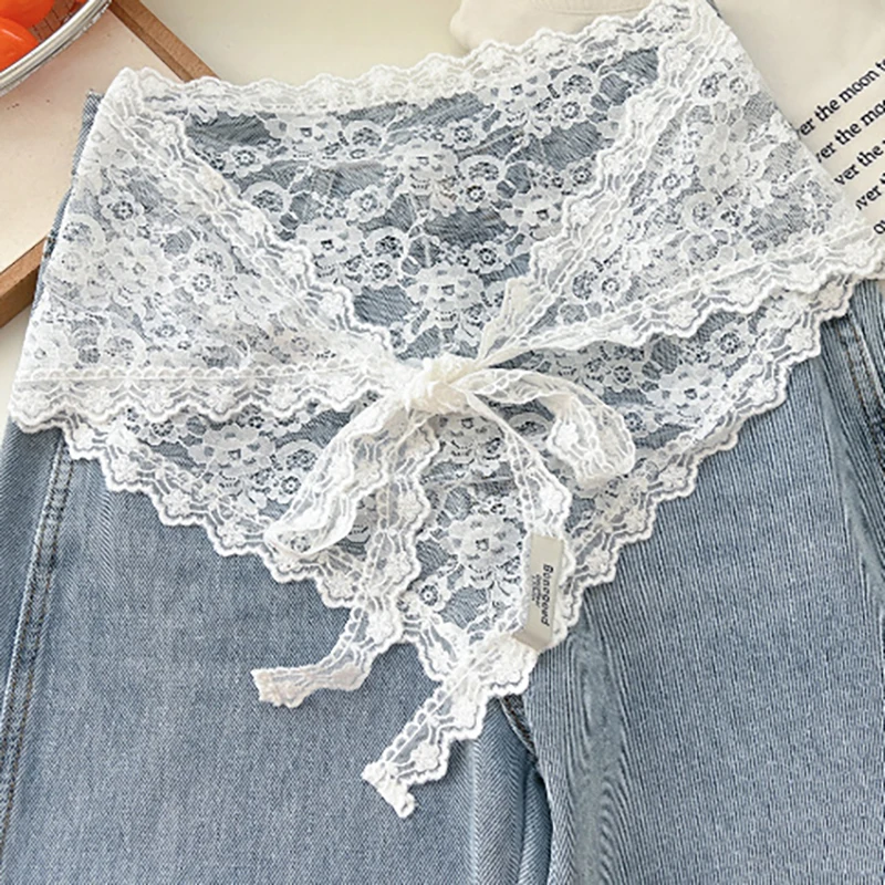 Triangle Short Skirt Half Skirt Butt Curtain Skirt Lace Trim Small Apron Soft Lace Stacked Ins Style Korean Spring Headscarf