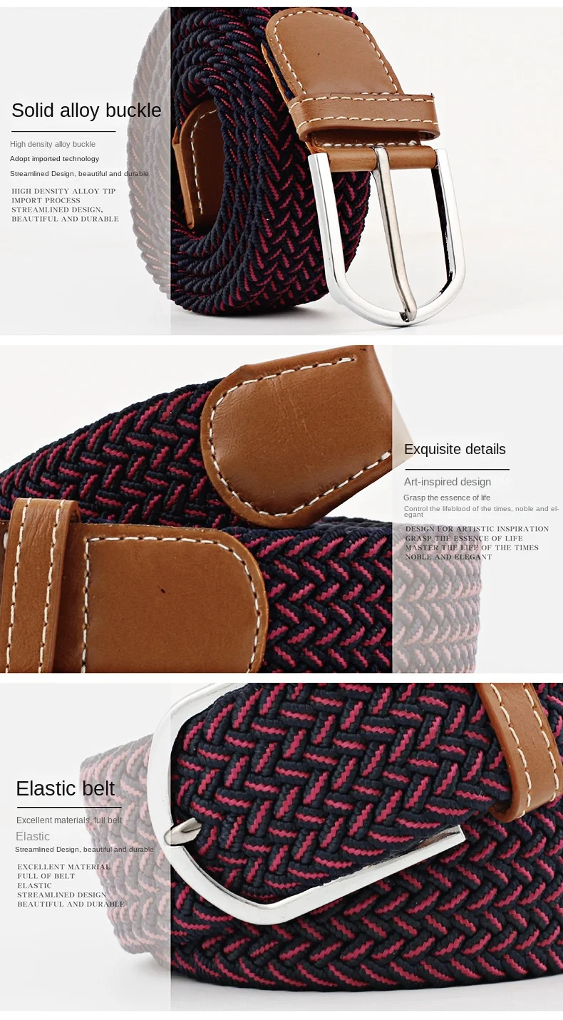 Women's Canvas Belt Men's Elastic Hunting Belt Casual Elastic Woven Needle Casual Knitted Pin Buckle Braided Stretch Jeans Belts