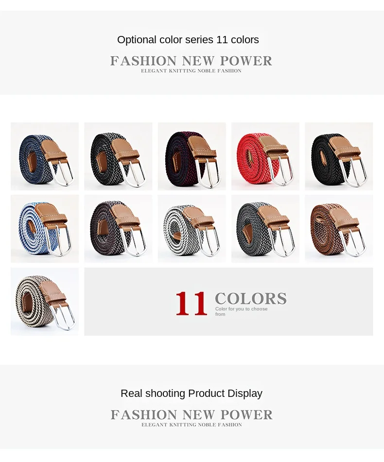 Women's Canvas Belt Men's Elastic Hunting Belt Casual Elastic Woven Needle Casual Knitted Pin Buckle Braided Stretch Jeans Belts