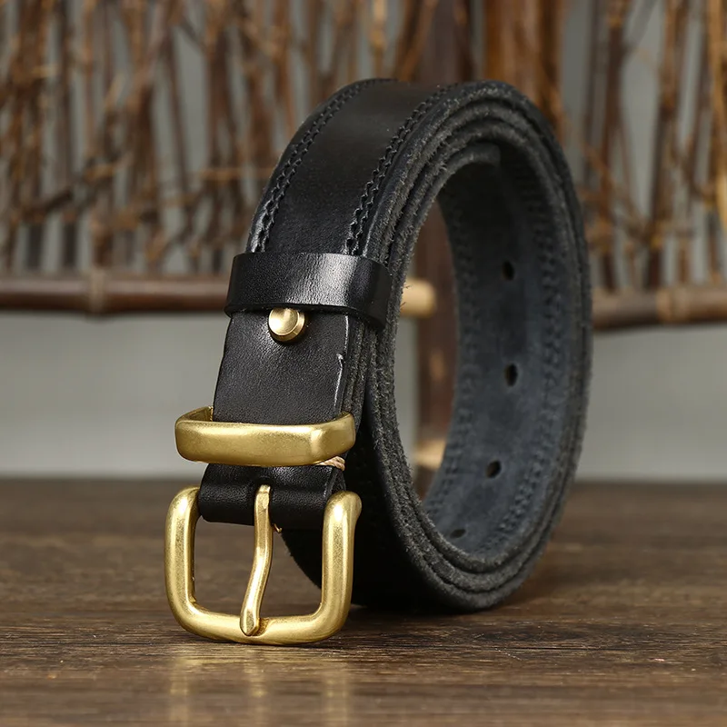 2.8CM Real Genuine Leather Belt Female Natural Cowskin Fashion Quality Solid Copper Buckle Vintage Casual Women Belts For Jeans