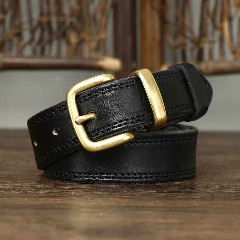 2.8CM Real Genuine Leather Belt Female Natural Cowskin Fashion Quality Solid Copper Buckle Vintage Casual Women Belts For Jeans