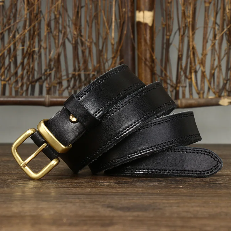 2.8CM Real Genuine Leather Belt Female Natural Cowskin Fashion Quality Solid Copper Buckle Vintage Casual Women Belts For Jeans