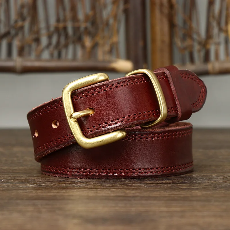 2.8CM Real Genuine Leather Belt Female Natural Cowskin Fashion Quality Solid Copper Buckle Vintage Casual Women Belts For Jeans