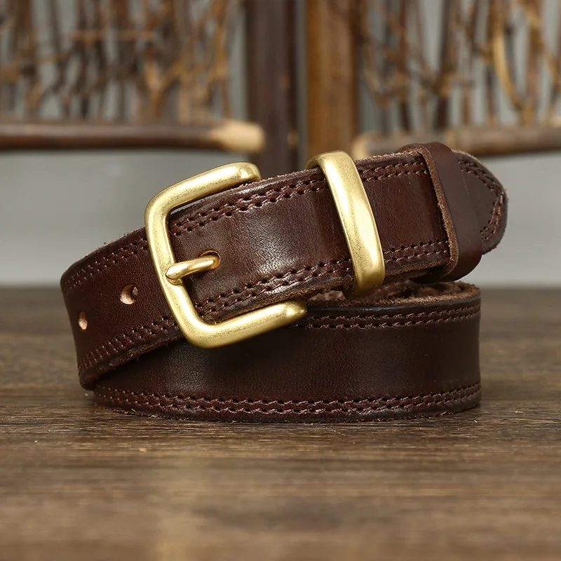 2.8CM Real Genuine Leather Belt Female Natural Cowskin Fashion Quality Solid Copper Buckle Vintage Casual Women Belts For Jeans