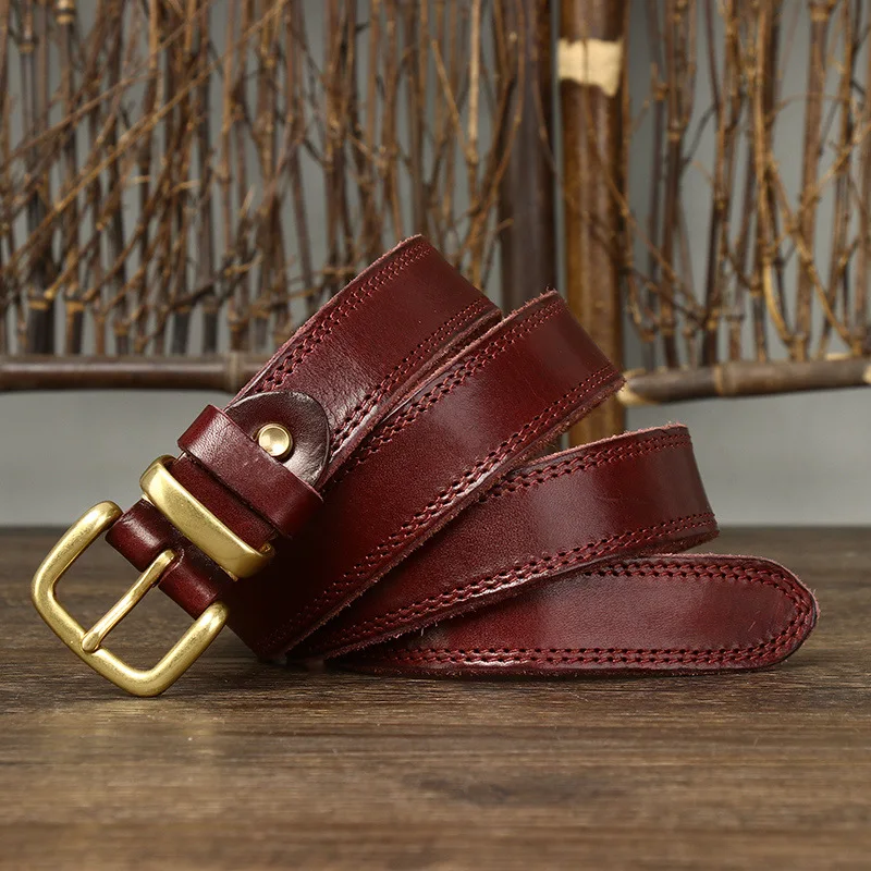 2.8CM Real Genuine Leather Belt Female Natural Cowskin Fashion Quality Solid Copper Buckle Vintage Casual Women Belts For Jeans