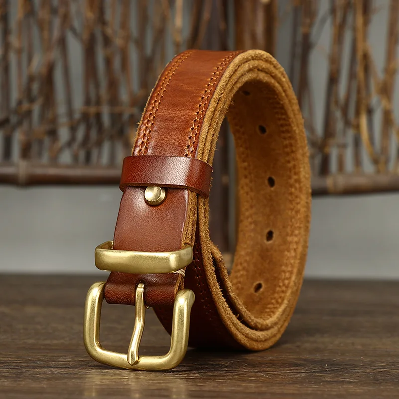 2.8CM Real Genuine Leather Belt Female Natural Cowskin Fashion Quality Solid Copper Buckle Vintage Casual Women Belts For Jeans