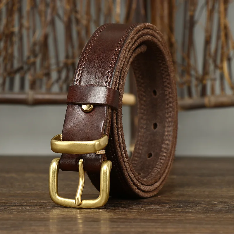 2.8CM Real Genuine Leather Belt Female Natural Cowskin Fashion Quality Solid Copper Buckle Vintage Casual Women Belts For Jeans