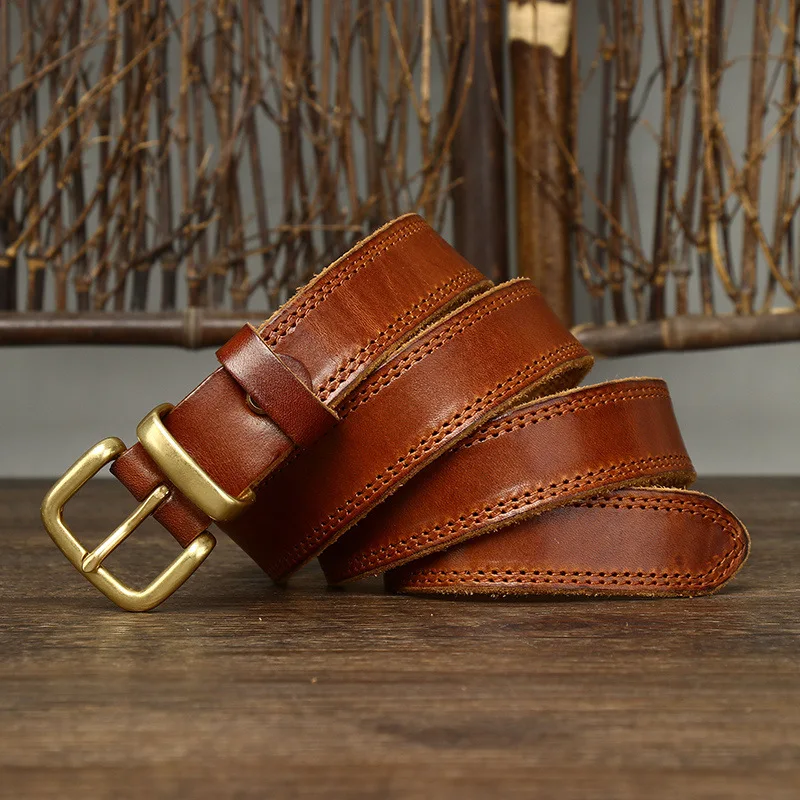 2.8CM Real Genuine Leather Belt Female Natural Cowskin Fashion Quality Solid Copper Buckle Vintage Casual Women Belts For Jeans