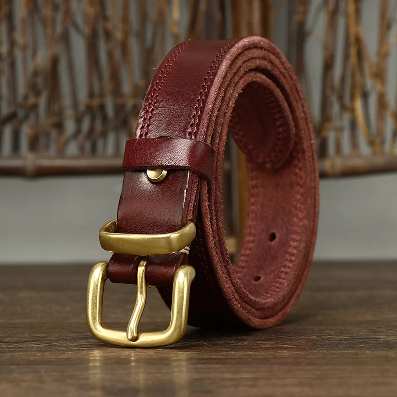 2.8CM Real Genuine Leather Belt Female Natural Cowskin Fashion Quality Solid Copper Buckle Vintage Casual Women Belts For Jeans