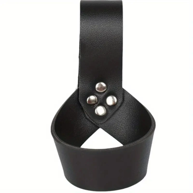 Renaissance Medieval Belt Skirt Hiking Viking Horn Design Leather Cover for Sword Frog Accessory