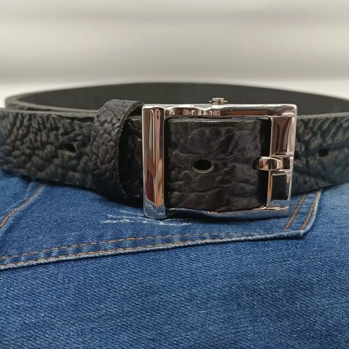 Mens Stainless Steel Buckle Cowhide Handmade Genuine Leather Thickened Belts For Men Luxury Cowboy Belt Gift Full Grain Leather