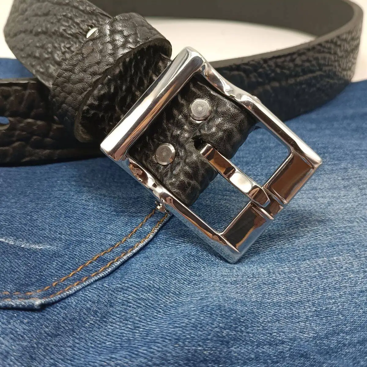 Mens Stainless Steel Buckle Cowhide Handmade Genuine Leather Thickened Belts For Men Luxury Cowboy Belt Gift Full Grain Leather