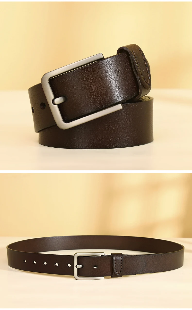 3.8CM Cowhide Belt Men Buckle Top Genuine Leather All-match Casual Jeans Belts High Quality Male Genuine Leather Belt For Men