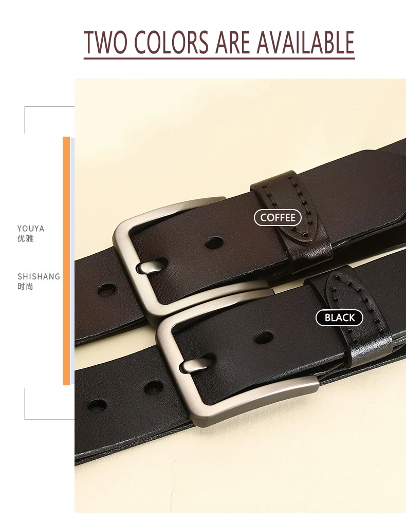3.8CM Cowhide Belt Men Buckle Top Genuine Leather All-match Casual Jeans Belts High Quality Male Genuine Leather Belt For Men