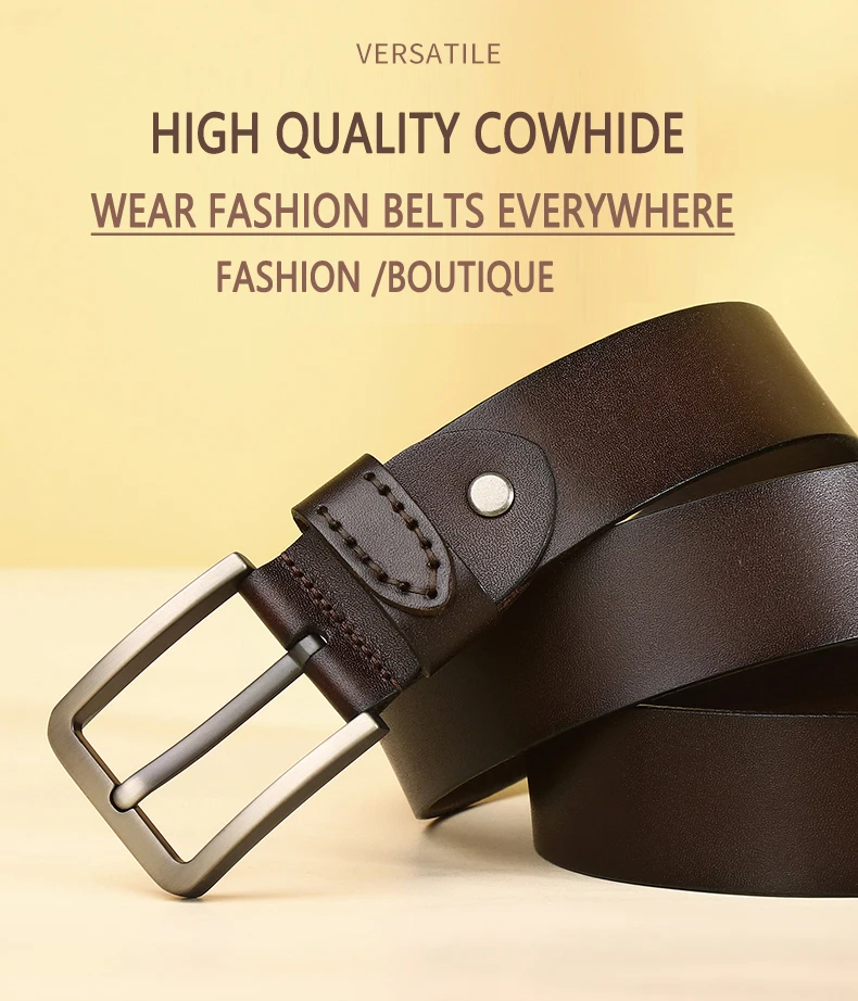 3.8CM Cowhide Belt Men Buckle Top Genuine Leather All-match Casual Jeans Belts High Quality Male Genuine Leather Belt For Men