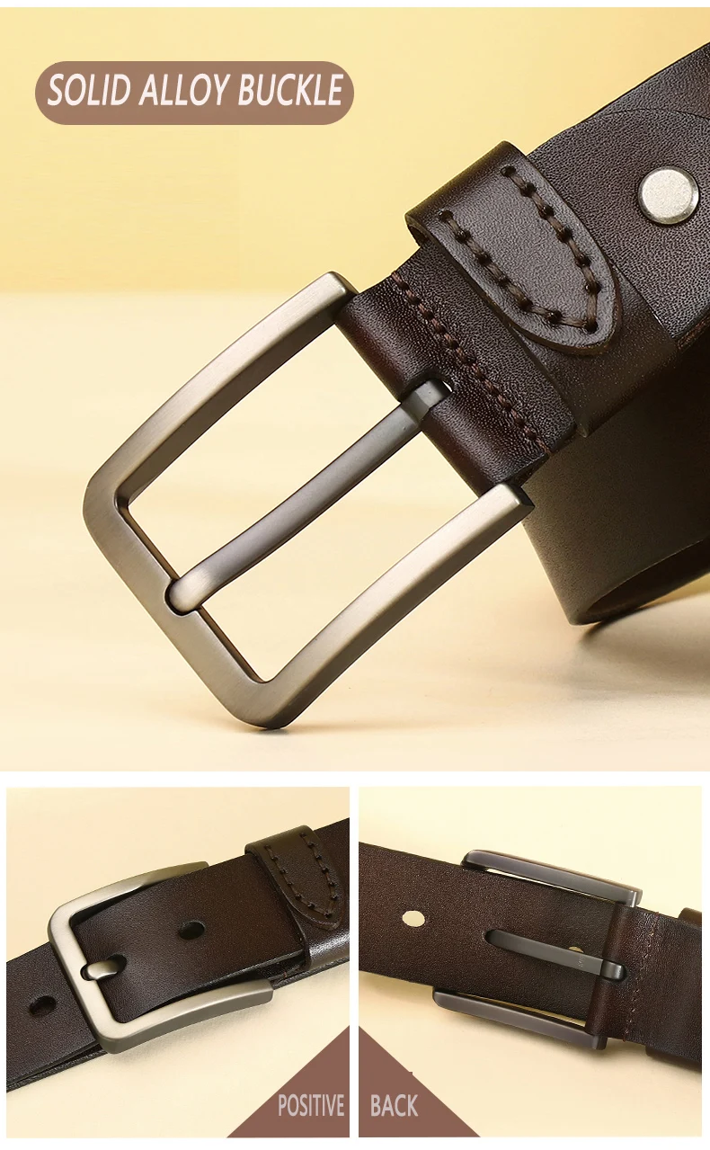 3.8CM Cowhide Belt Men Buckle Top Genuine Leather All-match Casual Jeans Belts High Quality Male Genuine Leather Belt For Men