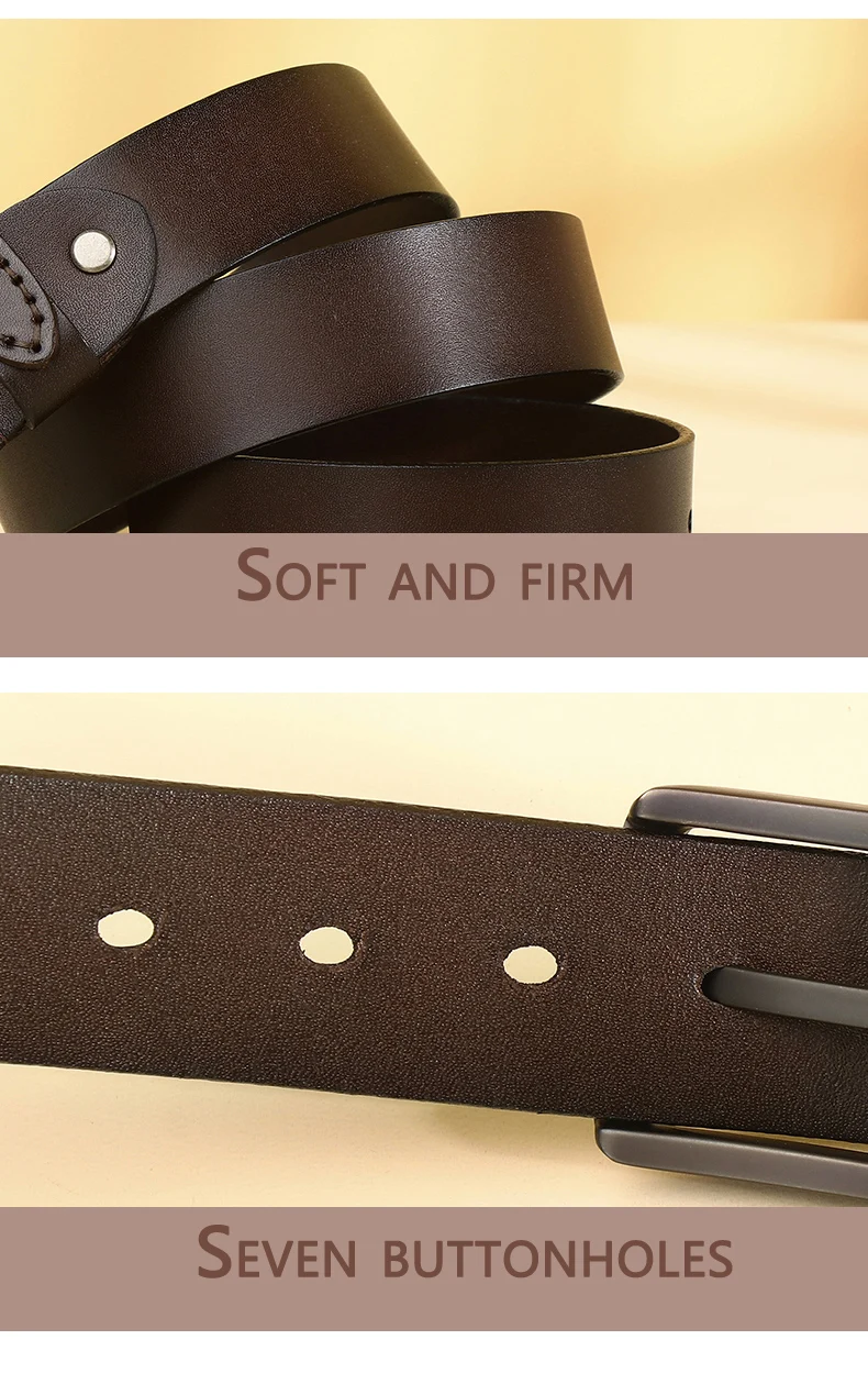 3.8CM Cowhide Belt Men Buckle Top Genuine Leather All-match Casual Jeans Belts High Quality Male Genuine Leather Belt For Men