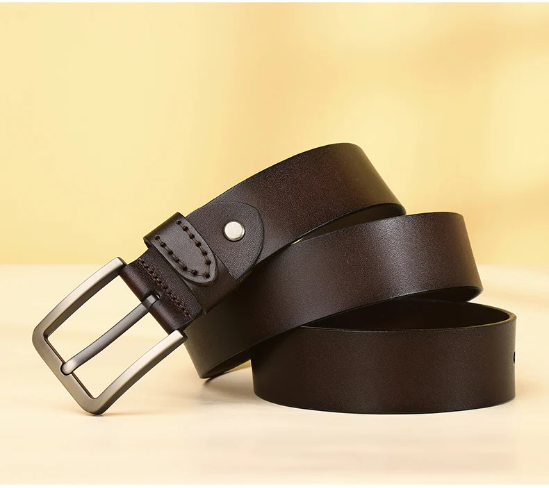 3.8CM Cowhide Belt Men Buckle Top Genuine Leather All-match Casual Jeans Belts High Quality Male Genuine Leather Belt For Men