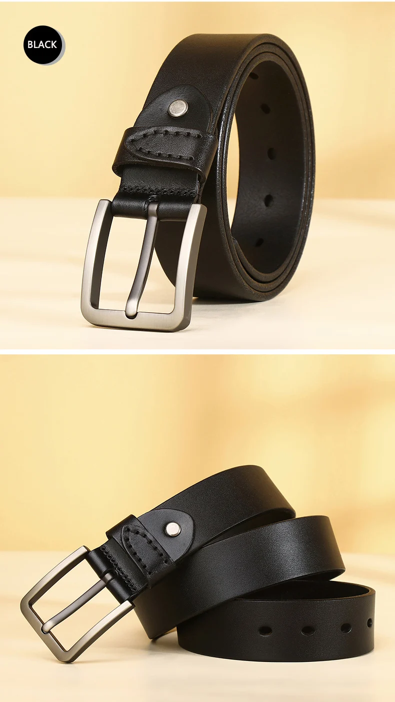 3.8CM Cowhide Belt Men Buckle Top Genuine Leather All-match Casual Jeans Belts High Quality Male Genuine Leather Belt For Men