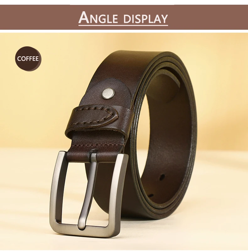 3.8CM Cowhide Belt Men Buckle Top Genuine Leather All-match Casual Jeans Belts High Quality Male Genuine Leather Belt For Men