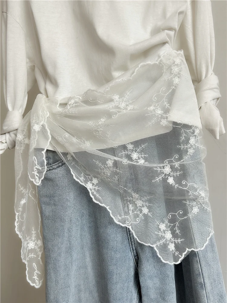Fashion Fart Curtain Women's Lace Belt Stacked Wearing Triangular Scarf Hem Skirt Waist Seal Rope Silk Scarf Decorative Pants