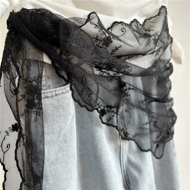 Fashion Fart Curtain Women's Lace Belt Stacked Wearing Triangular Scarf Hem Skirt Waist Seal Rope Silk Scarf Decorative Pants