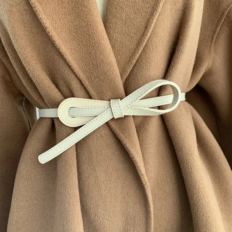 Thin Knot Belts for Women Belt Lady Waistband Soft PU Leather Belt Black Coffee Straps Wild Long Dress Coat Accessories Luxury