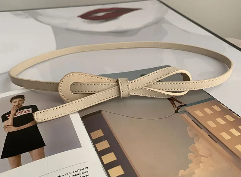 Thin Knot Belts for Women Belt Lady Waistband Soft PU Leather Belt Black Coffee Straps Wild Long Dress Coat Accessories Luxury