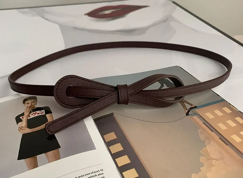 Thin Knot Belts for Women Belt Lady Waistband Soft PU Leather Belt Black Coffee Straps Wild Long Dress Coat Accessories Luxury