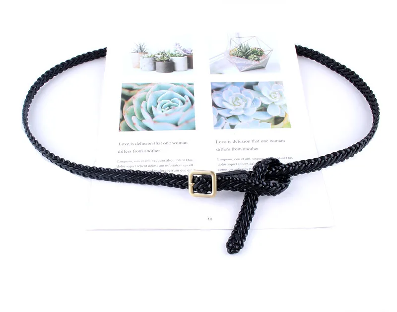ladies fashion leather squrae buckle knitted braided weaving belts for women dresses female waist rope casual luxury straps
