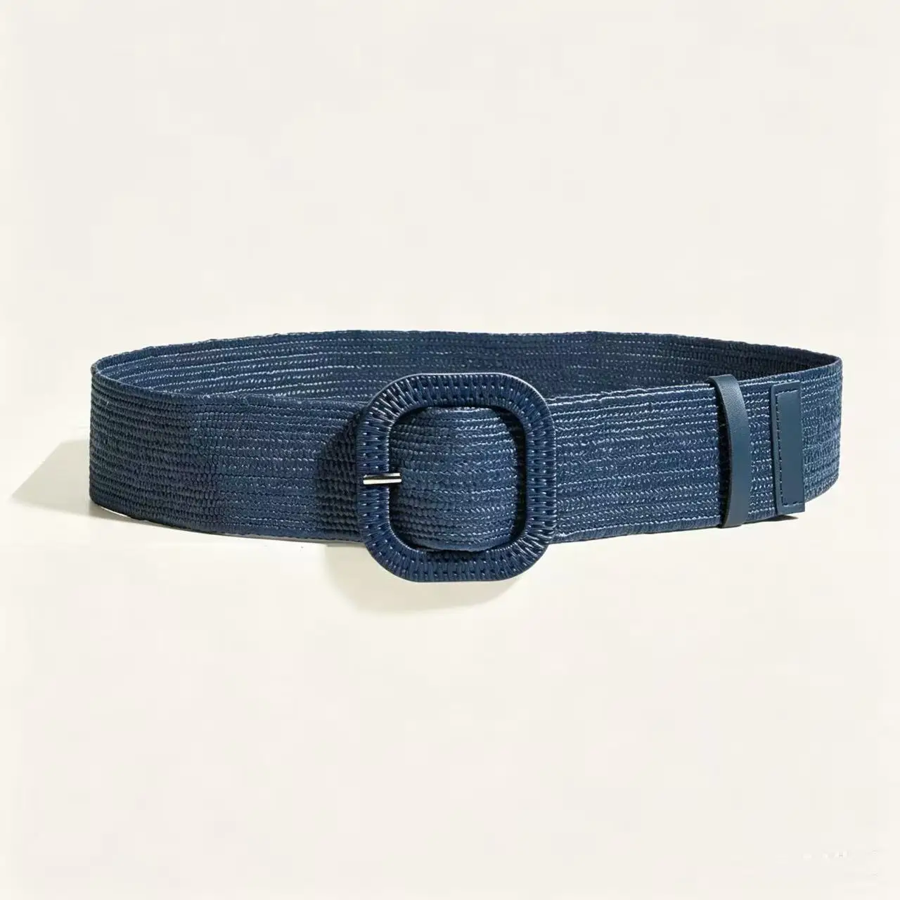 5CM X100CM Woven Wide Belt Women Retro Round Buckle Elastic Waist Decorative Cross Border Supply Navy Blue High Quality Fashion