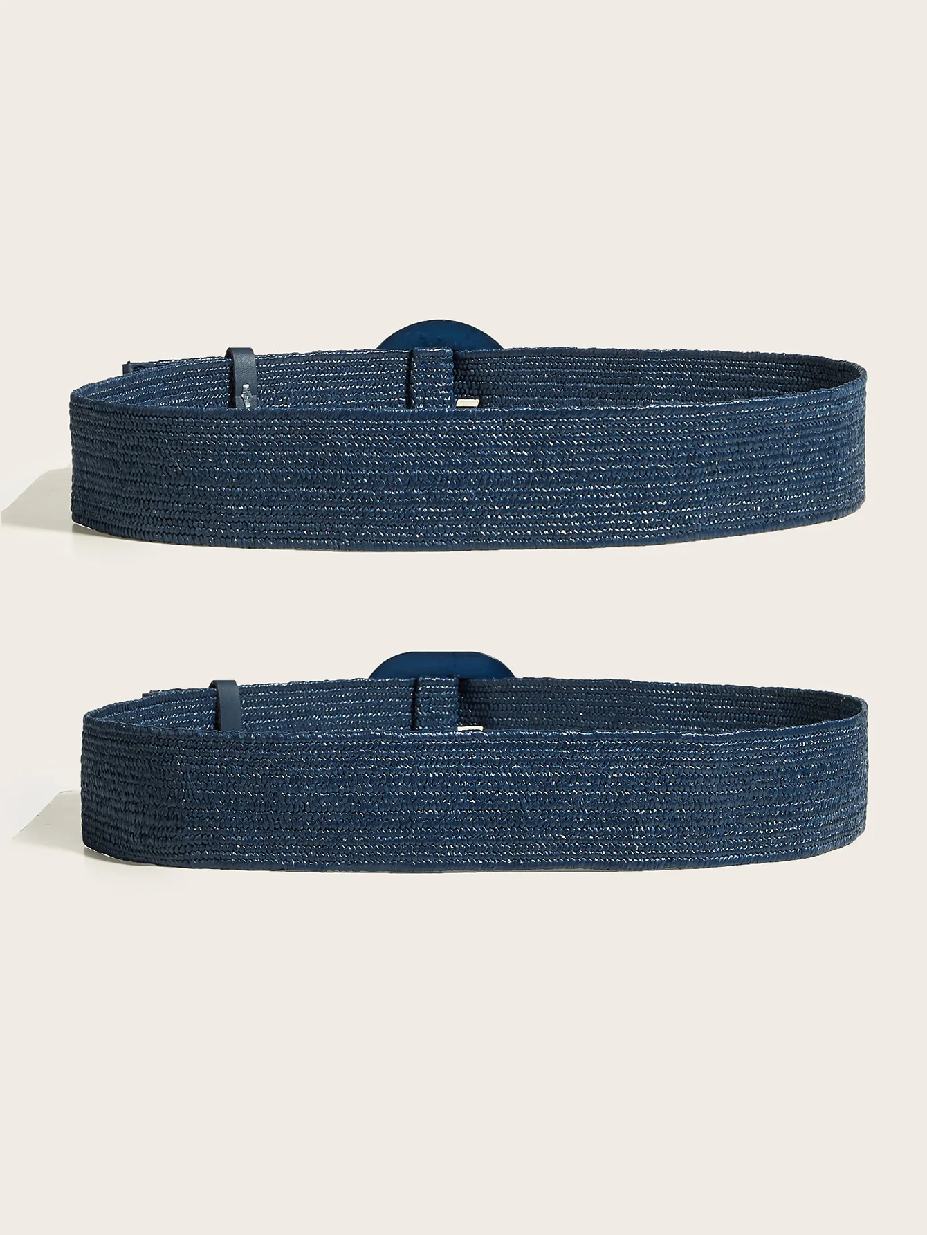 5CM X100CM Woven Wide Belt Women Retro Round Buckle Elastic Waist Decorative Cross Border Supply Navy Blue High Quality Fashion