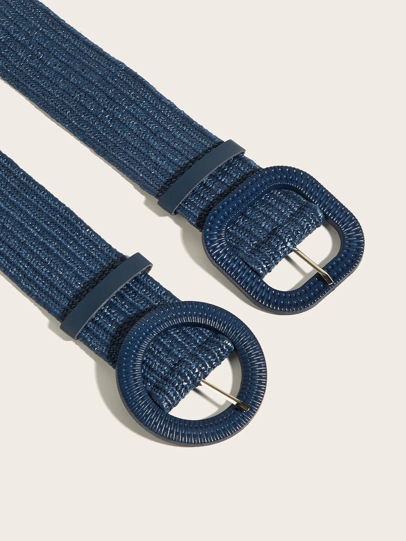 5CM X100CM Woven Wide Belt Women Retro Round Buckle Elastic Waist Decorative Cross Border Supply Navy Blue High Quality Fashion