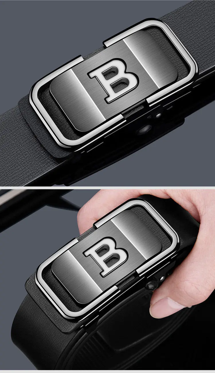 DINISITON New Fashion Men's Belt Toothless Automatic Buckle Belt Alloy Letter Button for Business Fashion High Quality Men'Strap