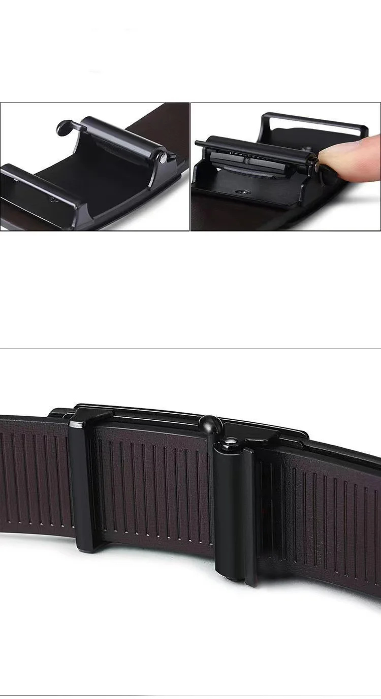 DINISITON New Fashion Men's Belt Toothless Automatic Buckle Belt Alloy Letter Button for Business Fashion High Quality Men'Strap