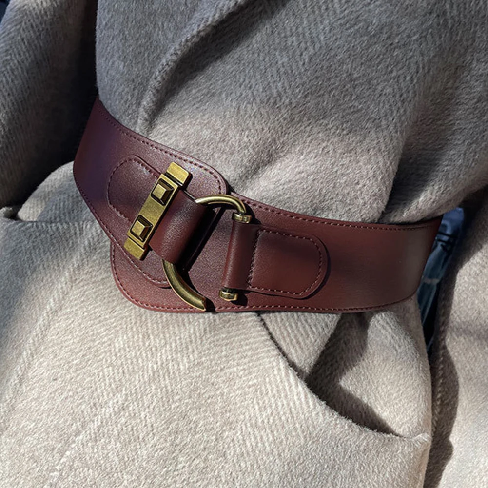 Gold Buckle Waist Belts For Women Pure-Color Leather Clothes Belt Adjustables Soft Belt For Girl Female Clothes Decoration