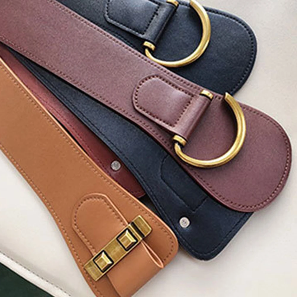 Gold Buckle Waist Belts For Women Pure-Color Leather Clothes Belt Adjustables Soft Belt For Girl Female Clothes Decoration