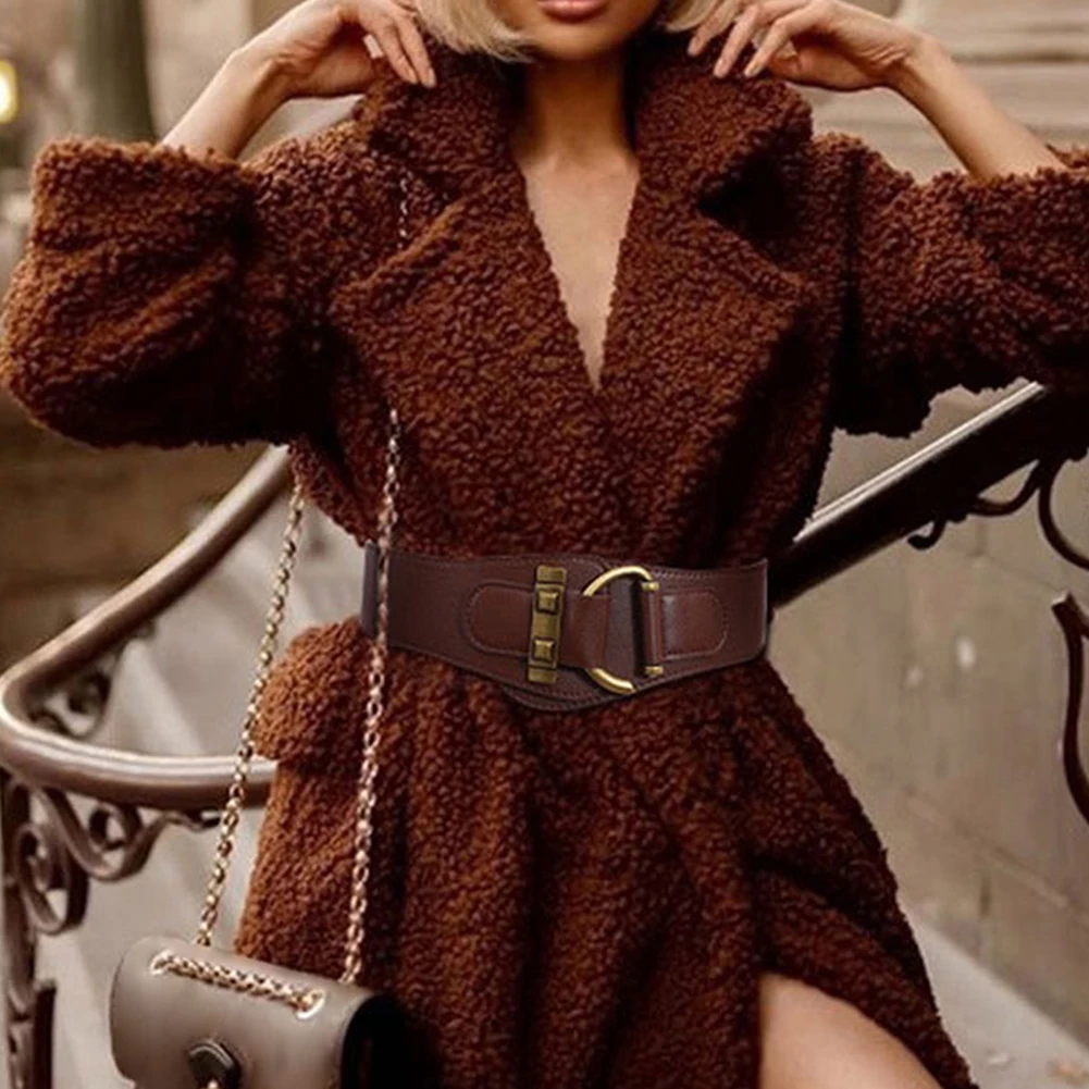 Gold Buckle Waist Belts For Women Pure-Color Leather Clothes Belt Adjustables Soft Belt For Girl Female Clothes Decoration
