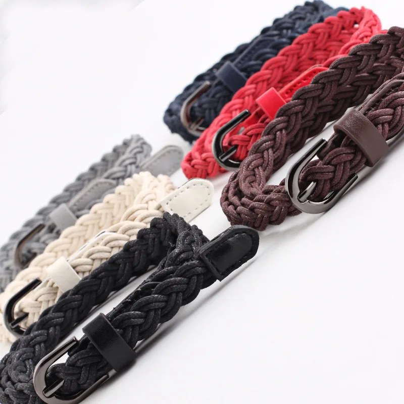 Fashion Casual Woven Knitted Leather Female Waistband Ladies Decorative Women Belts Clothes Accessories Rope Braided
