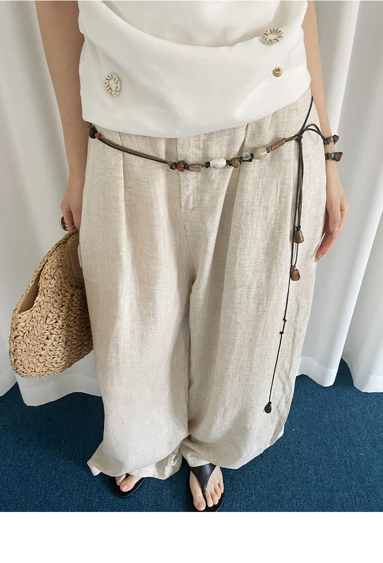 Wooden Bead Artisanal Hand-Woven Belt Versatile For Dresses Jeans And Women's Slenderizing Waist Rope