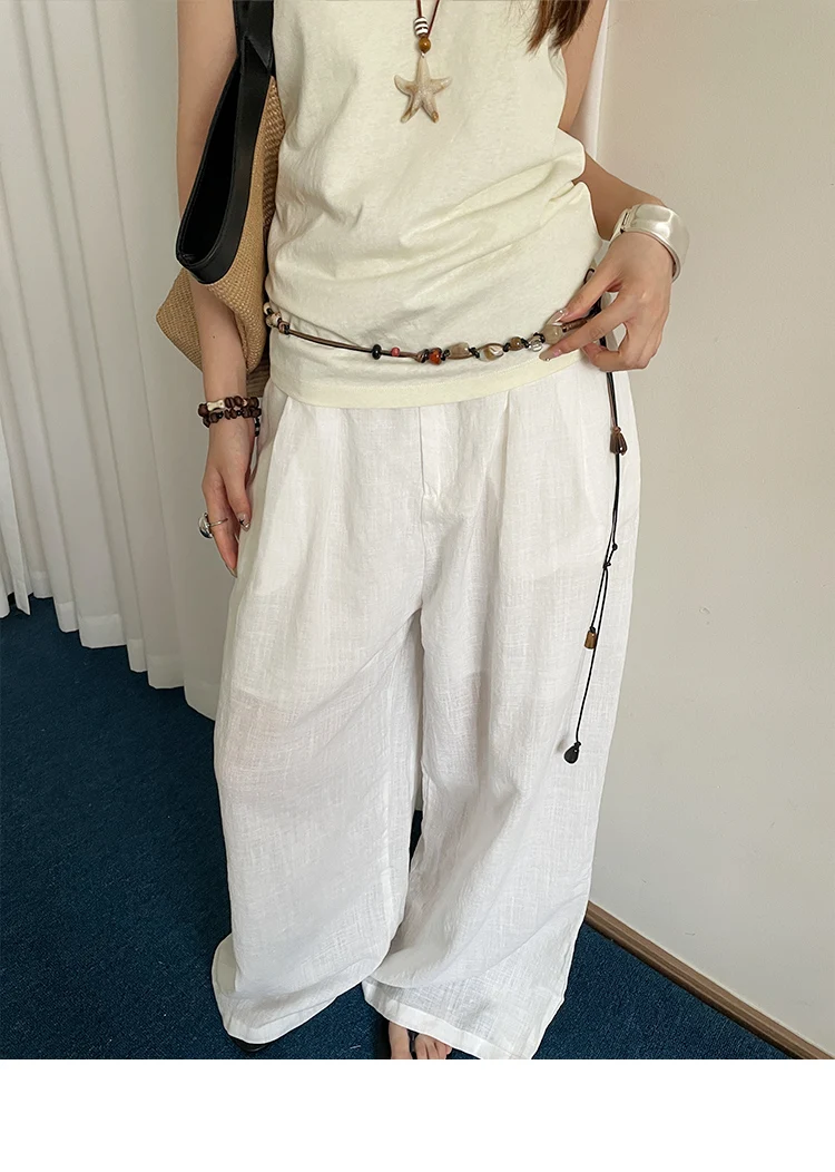 Wooden Bead Artisanal Hand-Woven Belt Versatile For Dresses Jeans And Women's Slenderizing Waist Rope
