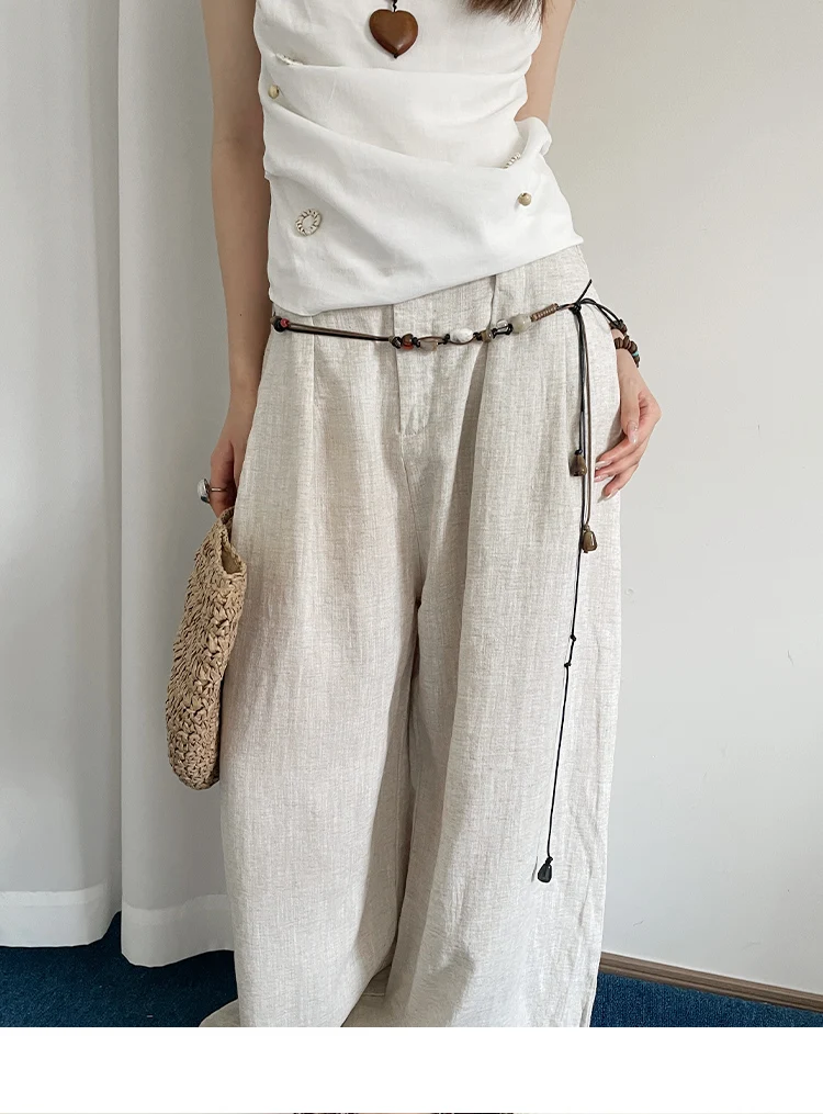 Wooden Bead Artisanal Hand-Woven Belt Versatile For Dresses Jeans And Women's Slenderizing Waist Rope