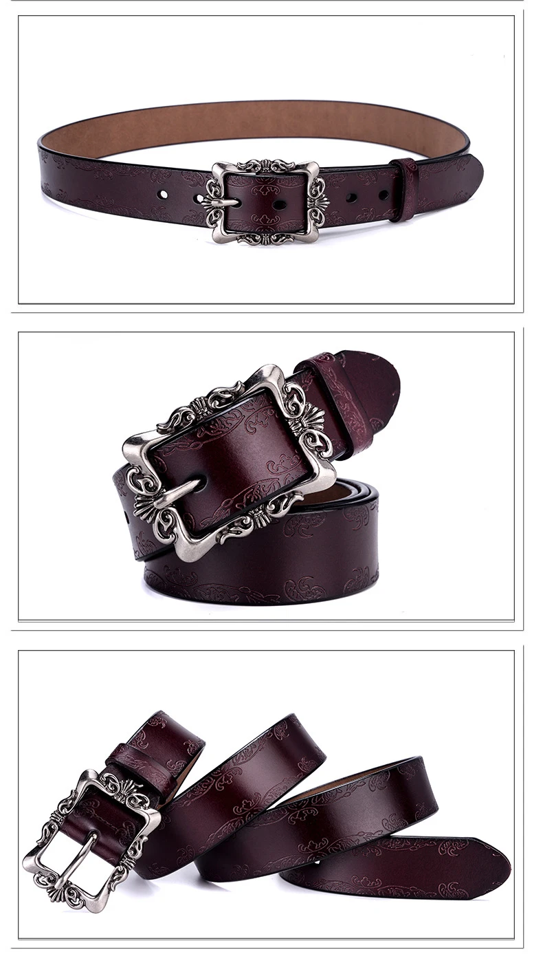 SupSindy Women Genuine Leather Belt Cowskin Casual Punk Luxury Brand Designer Belts For Women Jeans Waistband Female Black Strap