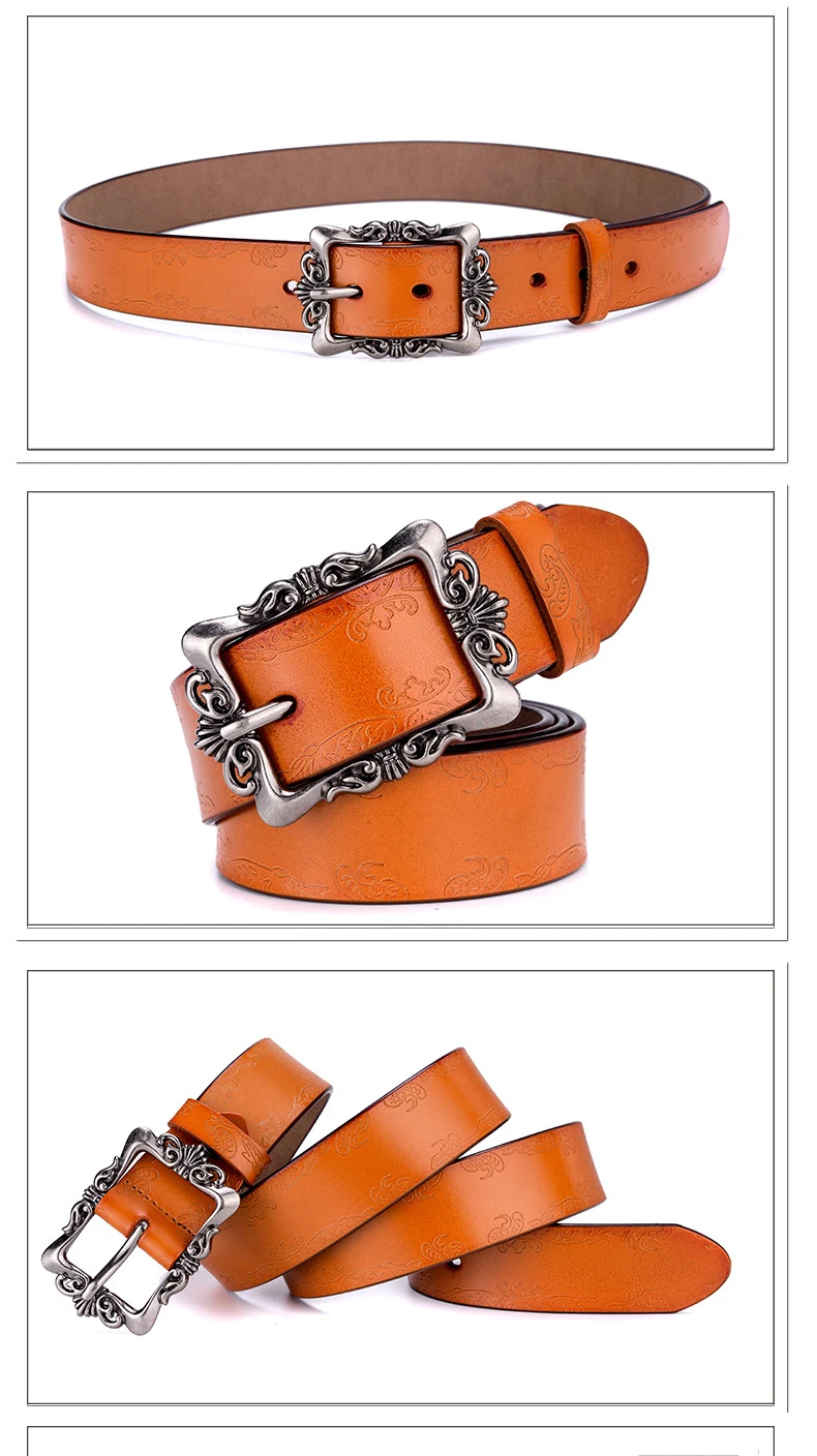 SupSindy Women Genuine Leather Belt Cowskin Casual Punk Luxury Brand Designer Belts For Women Jeans Waistband Female Black Strap