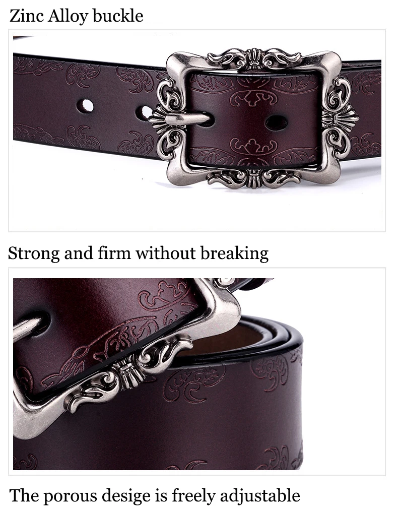 SupSindy Women Genuine Leather Belt Cowskin Casual Punk Luxury Brand Designer Belts For Women Jeans Waistband Female Black Strap