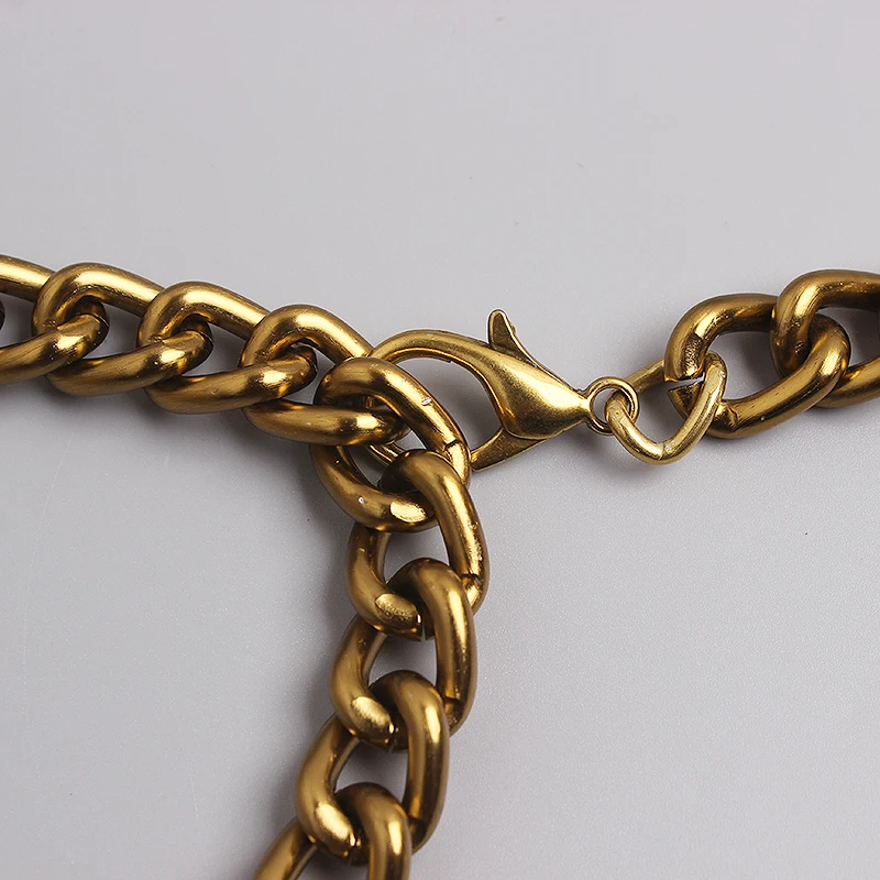 2021 Vintage Bronze Alloy Waist Chain for Women Adjustable Wide Chain Waistband with Statement Ladies Eurpoean Metal Waist Belt